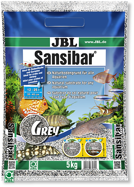 JBL Sansibar GREY Декоративный грунт для аквариумов, серый 5кг
