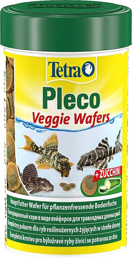 Tetra Pleco Veggie Wafers Корм-пластинки с добавлением цукини для донных рыб 250мл
