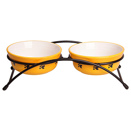 Mr.Kranch Миски керамические на подставке для кошек Оранжевые 2х290мл