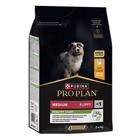Pro Plan Medium Puppy Корм для щенков средних пород, с курицей 3кг