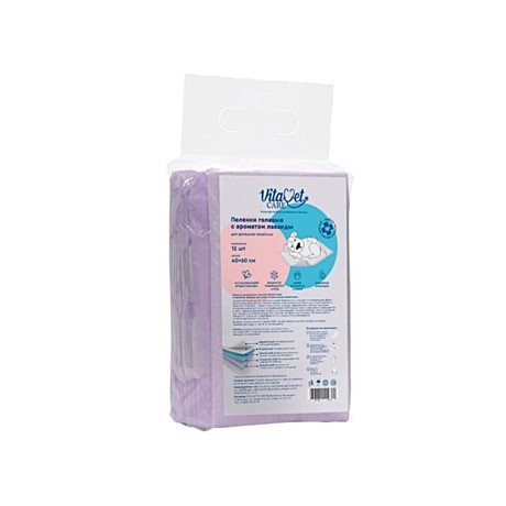 VitaVet Care Пеленки гелевые, впитывающие, с ароматом лаванды 40х60см 12шт