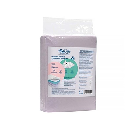VitaVet Care Пеленки гелевые, впитывающие, с ароматом лаванды 60х90см 12шт