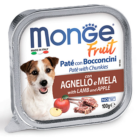 Monge Dog Fruit Консервы для взрослых собак, Ягнёнок с яблоками 100г