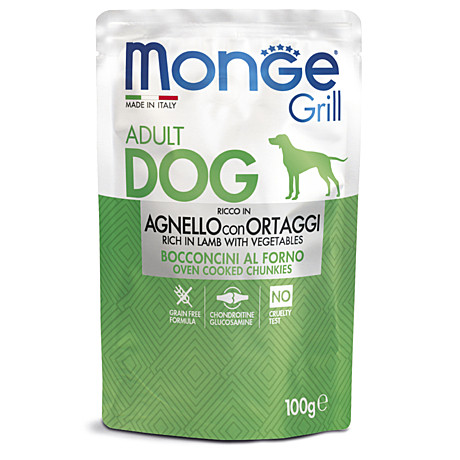 Monge Dog Grill Pouch Пауч для взрослых собак, Ягненок с овощами 100г