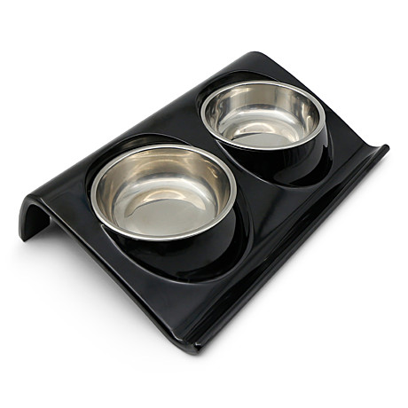 SuperDesign Миска двойная на меламиновой подставке 2х160мл, черная 