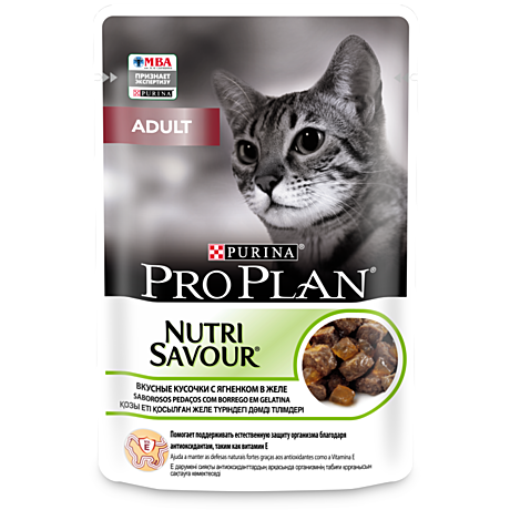 Pro Plan NutriSavour Adult Пауч для взрослых кошек, с ягненком в желе 85г