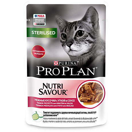 Pro Plan NutriSavour Sterilised Пауч для стерилизованных кошек, с уткой в соусе 85г