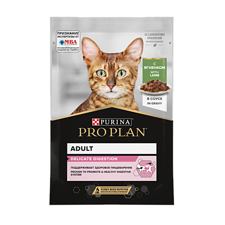 Pro Plan ADULT DELICATE DIGESTION Пауч для кошек с чувствительным пищеварением, ягненок в соусе 85г