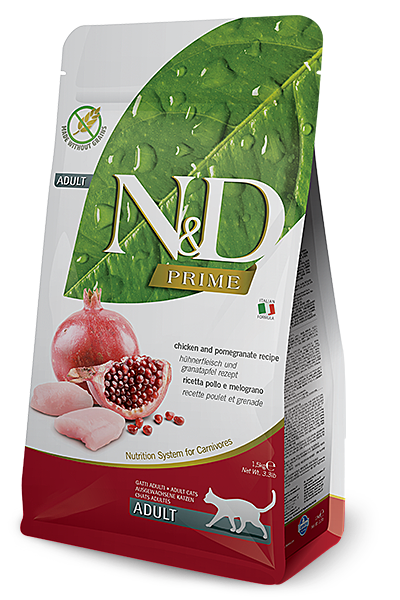 Farmina N&D Prime Adult Беззерновой корм для взрослых кошек, с Курицей и гранатом 1,5кг