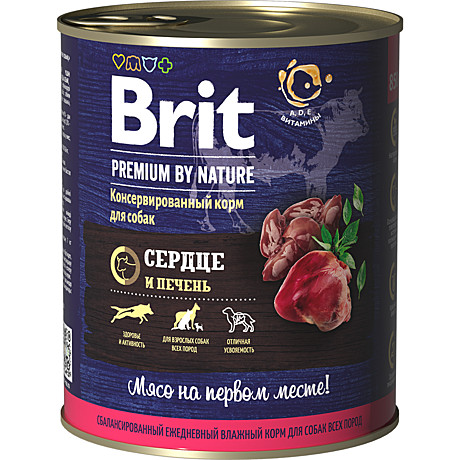 Brit Premium консервы для собак всех пород Сердце и печень 850г