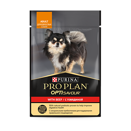 Pro Plan OptiSavour Adult Пауч для взрослых собак, c говядиной в соусе 85г