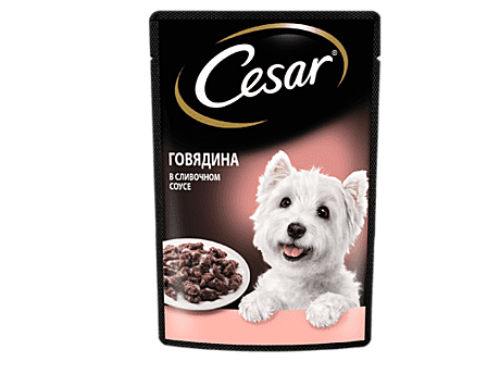 Cesar Пауч для взрослых собак, с Говядиной в сливочном соусе 85г