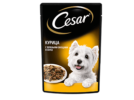 Cesar Пауч для взрослых собак, Курица с зелеными овощами 85г