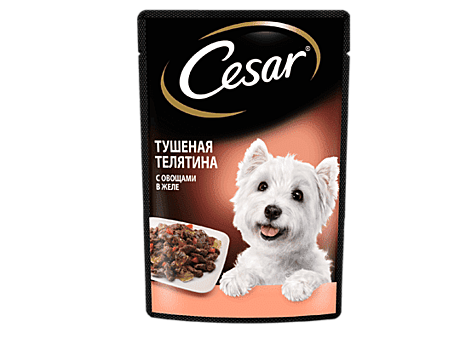 Cesar Пауч для взрослых собак, Тушеная телятина с овощами 85г