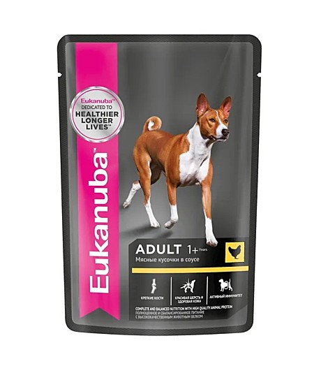 Eukanuba Adult Пауч для взрослых собак всех пород, с курицей в соусе 100г