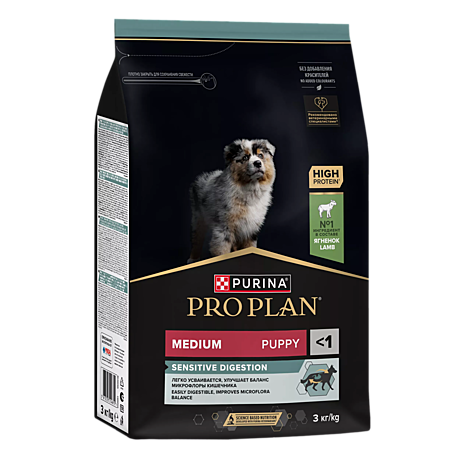 Pro Plan Medium Puppy Корм для щенков средних пород, с ягненком 3кг