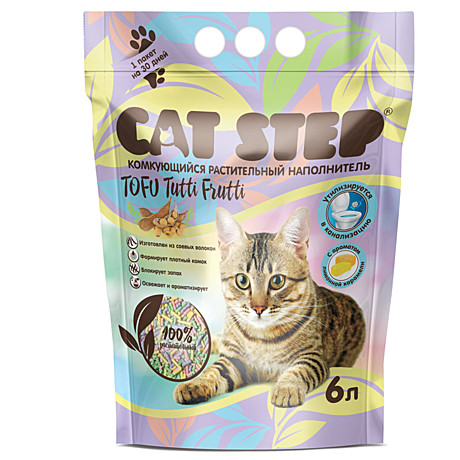 Cat Step Tofu Tutti Frutti комкующийся растительный наполнитель 6л