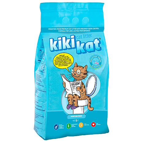 KikiKat наполнитель для кошачьего туалета комкующийся, с ароматом горной свежести, 5л