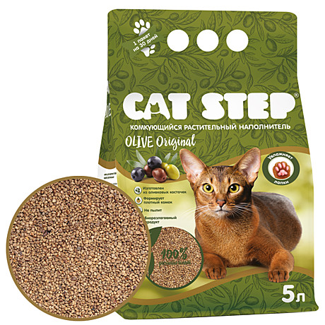 Cat Step Olive Original комкующийся растительный наполнитель 5л