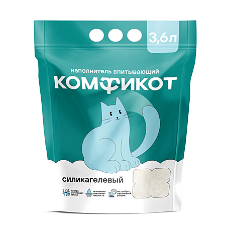 КОМФИКОТ Наполнитель силикагелевый впитывающий без аромата, 3,6 л
