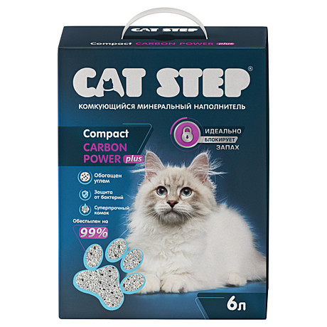 Cat Step Compact Carbon Power Plus Наполнитель комкующийся минеральный 6л