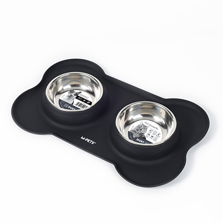 M-Pets Миска двойная металлическая с силиконовым основанием 200мл