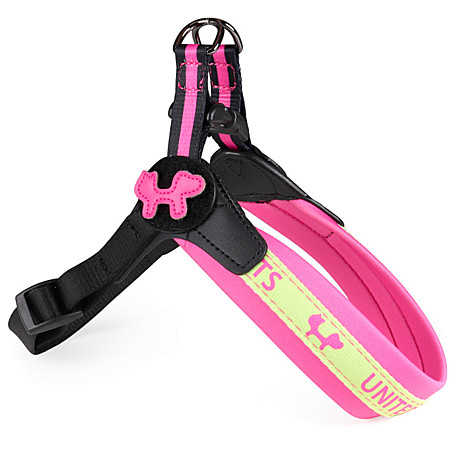 United Pets Шлейка для собак Complete me 1,5x34-42см, розовая с желтым