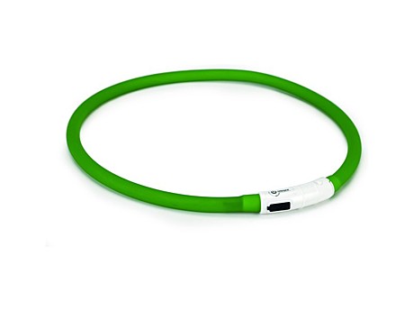 Beeztees Ошейник для собак силиконовый светящийся с USB зеленый 70см*10мм