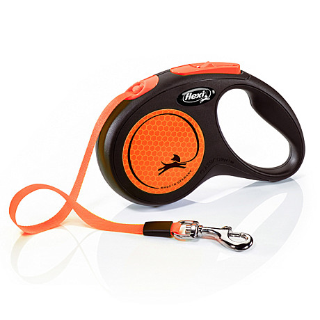 Flexi Поводок-рулетка лента New Neon S, 5м до 15кг, оранжевый