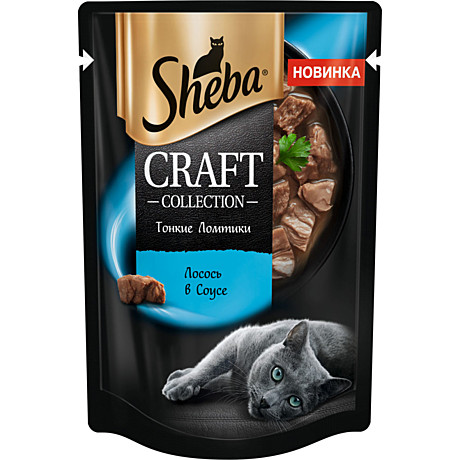 Sheba Пауч для взрослых кошек Craft ломтики лосося в соусе 75г