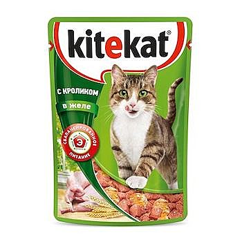 Kitekat пауч для кошек, с Кроликом в желе 85г