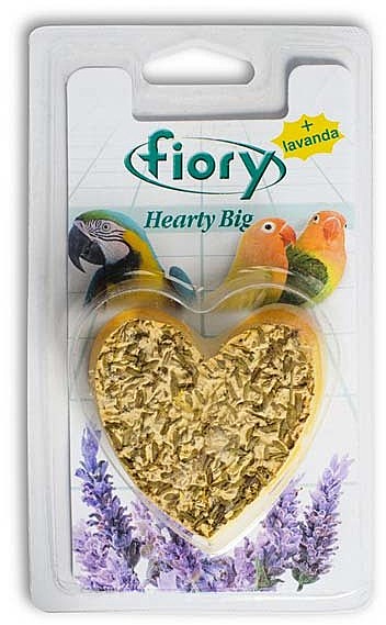 Fiory Био-камень для птиц Hearty Big с лавандой в форме сердца 100г