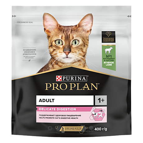 Pro Plan Adult Delicate Корм для кошек с чувствительным пищеварением, с ягнёнком 400г