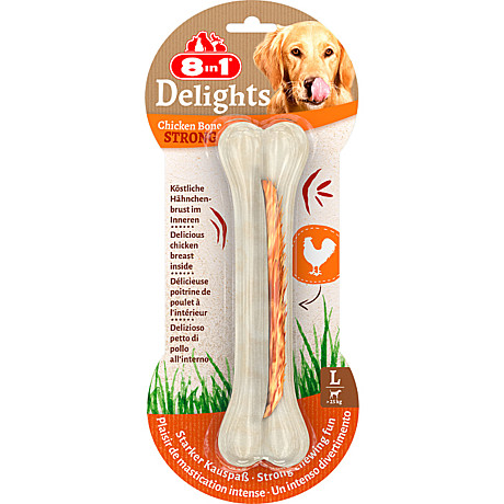 8in1 Delights Strong L Лакомство для собак крупных пород Косточка с куриным мясом 21см