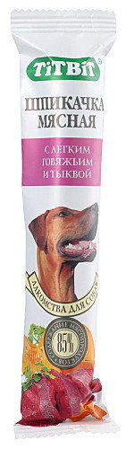 ТитБит Лакомство для собак Шпикачка мясная с легким говяжьим и тыквой 50г