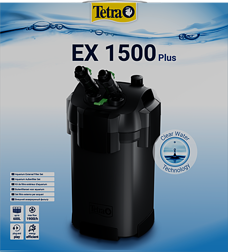 Tetra ЕХ1500 PLUS Внешний фильтр для аквариумов до 600л 1900л/ч