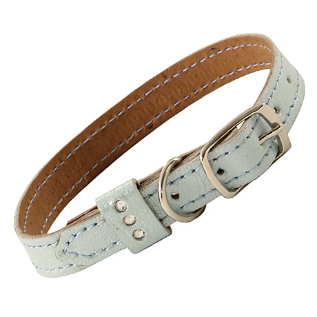 Gamma Ошейник-миди кожаный двойной шлевка со стразами, 12*250мм