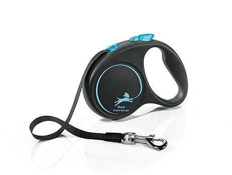 Flexi Поводок-рулетка лента Black DESIGN S, 5м до 15кг, черный/синий