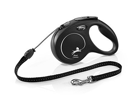 Flexi Поводок-рулетка трос New Classic M, 5м до 20кг, черная