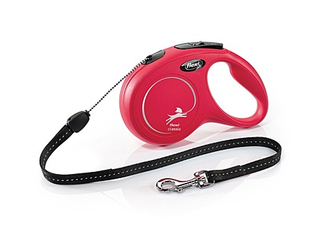Flexi Поводок-рулетка трос New Classic S, 8м до 12кг, красная