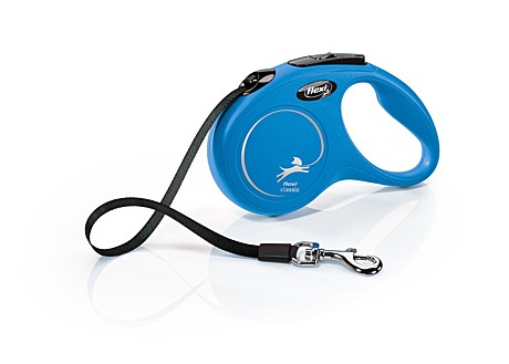 Flexi Поводок-рулетка лента New Classic S, 5 м до 15кг,синяя