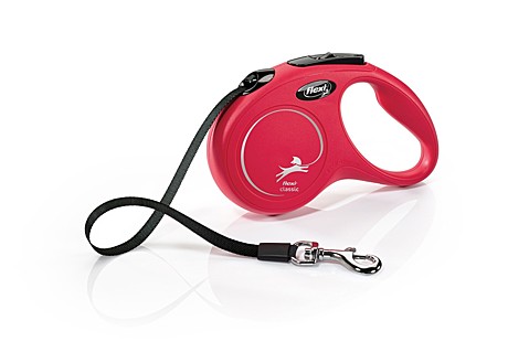 Flexi Поводок-рулетка лента New Classic S, 5 м до 15кг,красная