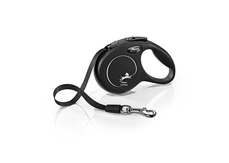 Flexi Поводок-рулетка лента New Classic XS, 3м до 12кг, черная