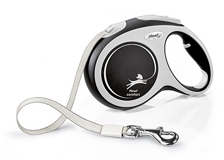 Flexi Поводок-рулетка лента New Comfort L, 5м до 60кг, черный