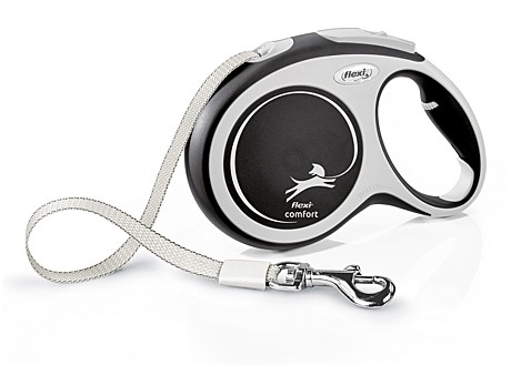 Flexi Поводок-рулетка лента New Comfort L, 8м до 50кг, черный