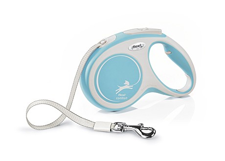 Flexi Поводок-рулетка лента New Comfort M, 5 м до 25кг, голубой
