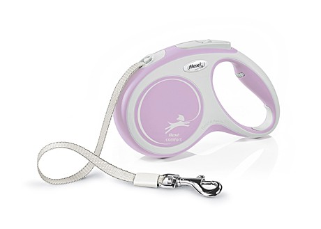 Flexi Поводок-рулетка лента New Comfort M, 5 м до 25кг, розовый