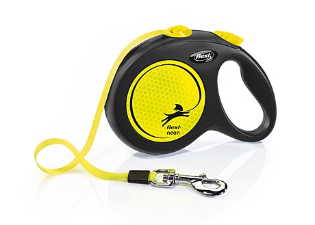 Flexi Поводок-рулетка лента New Neon L, 5м до 50кг, желтый