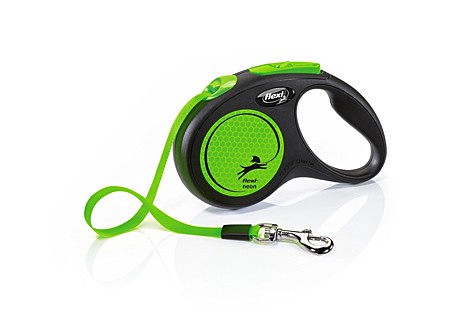 Flexi Поводок-рулетка лента New Neon S, 5м до 15кг, зеленый
