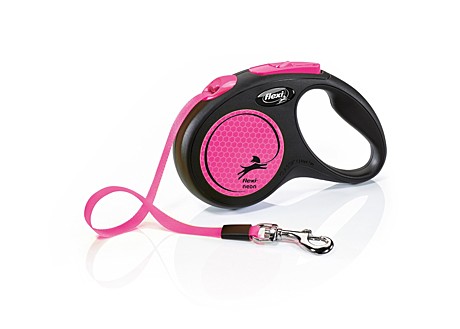 Flexi Поводок-рулетка лента New Neon S, 5м до 15кг, розовый